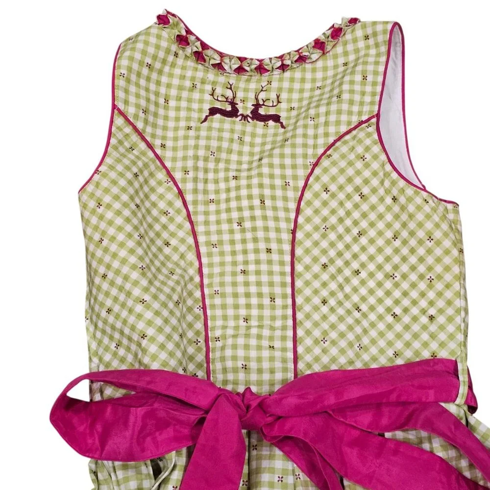 Wiesnkonig Girls German Dirndl Apron Dress Green Pink Sz‎ 12 Octoberfest